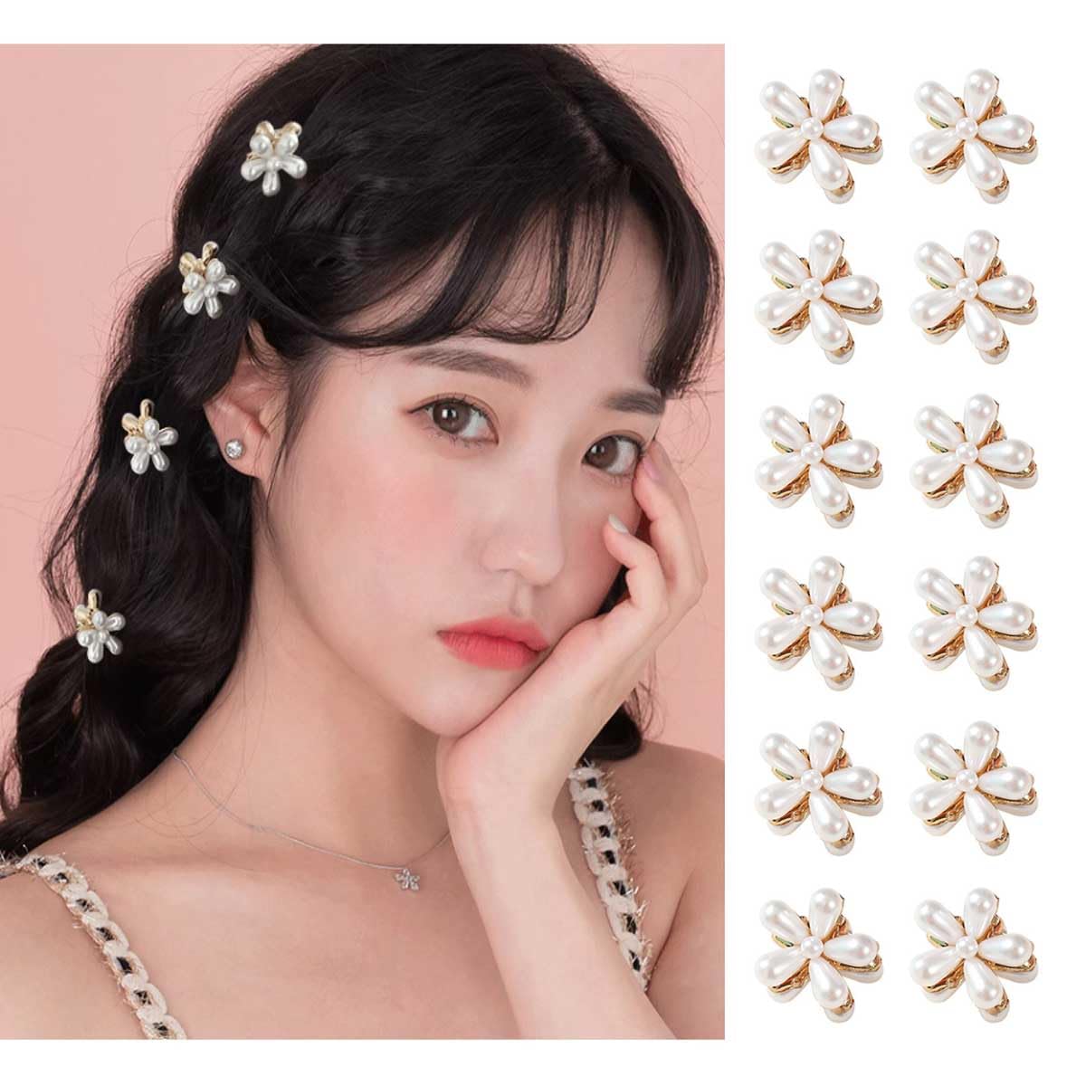 7色セット　ヘアクリップ ミニ ヘアアクセサリー バンスクリップ MINIバンスクリップ ヘアクリップ 14×16mm（8ヶ） : ビーズ